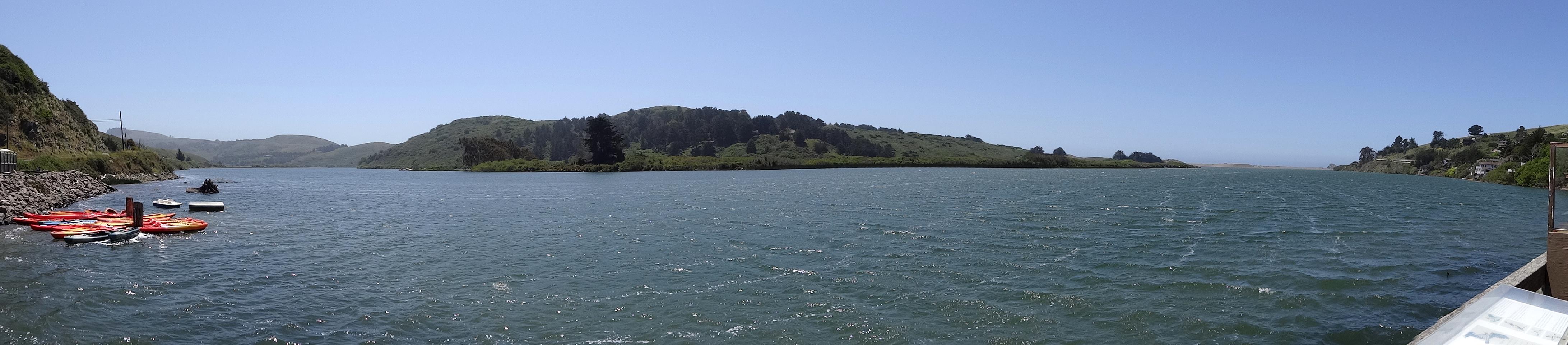 This is the river mouth from the dock by the State Park Visitor Center at Jenner. (Wide)
